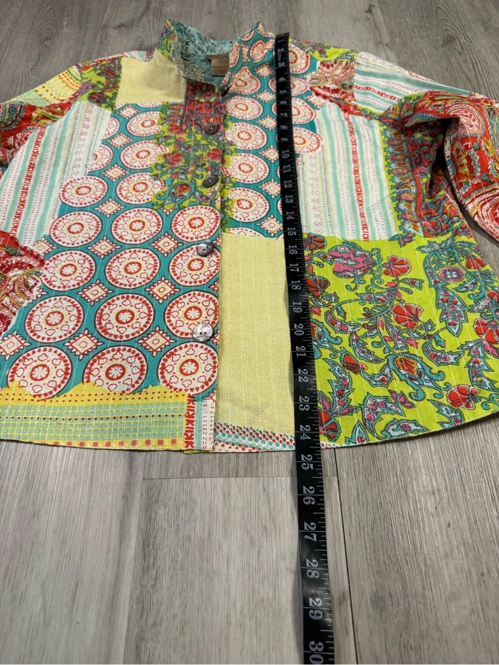Choices Women’s Lightweight Boho Patchwork Cuffed Jacket Petite Large NWT